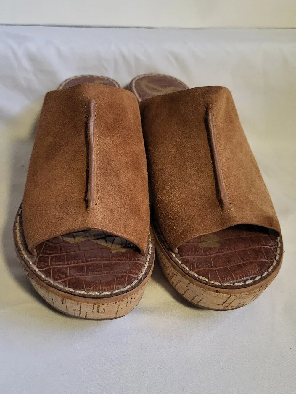 Sam Edelman Ranger Wedge Platform Sandals Women Size 8 Cork Heel Suede Upper - Picture 2 of 11